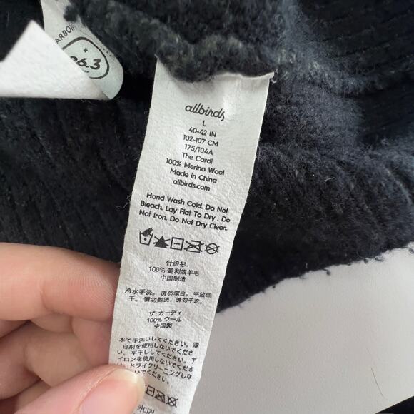 Allbirds Sweater Womens Large Black The Cardi Merino Wool Button Up Cardigan - Picture 4 of 8